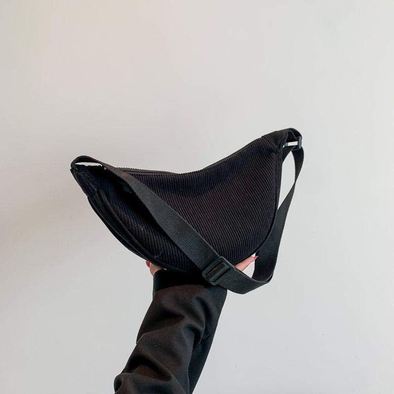 Corduroy Shoulder Bag for Women | Lightweight Solid Color Travel Purse | Casual Fashion Crossbody Tote | Simple Daily Handbag