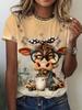 Lustige Damen verspielte Tierprint T-Shirts Sommer Kurzarm Rundhals Oberteile Lässige Mode T-Shirt High-End Damenbekleidung