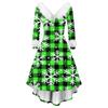 Women's Fashion Casual V-Neck Christmas Print Long Sleeve Dress