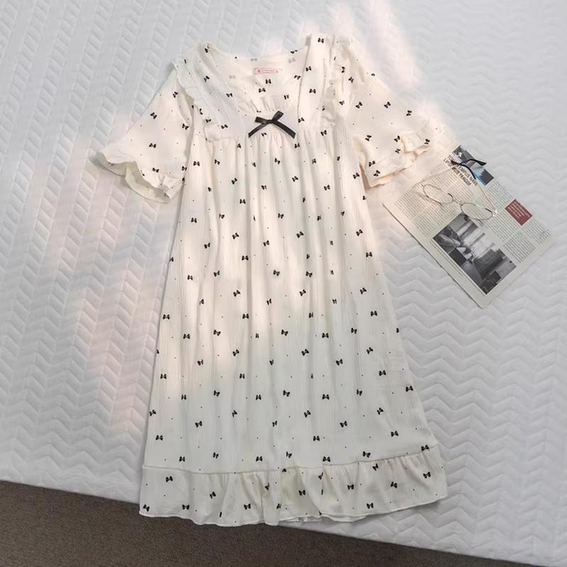 0.5m/1m/5m Pure Cotton Bow Printing Double-layer Gauze Crepe Fabric for Sewing Pajamas Bedding Blankets DIY Clothing Fabric