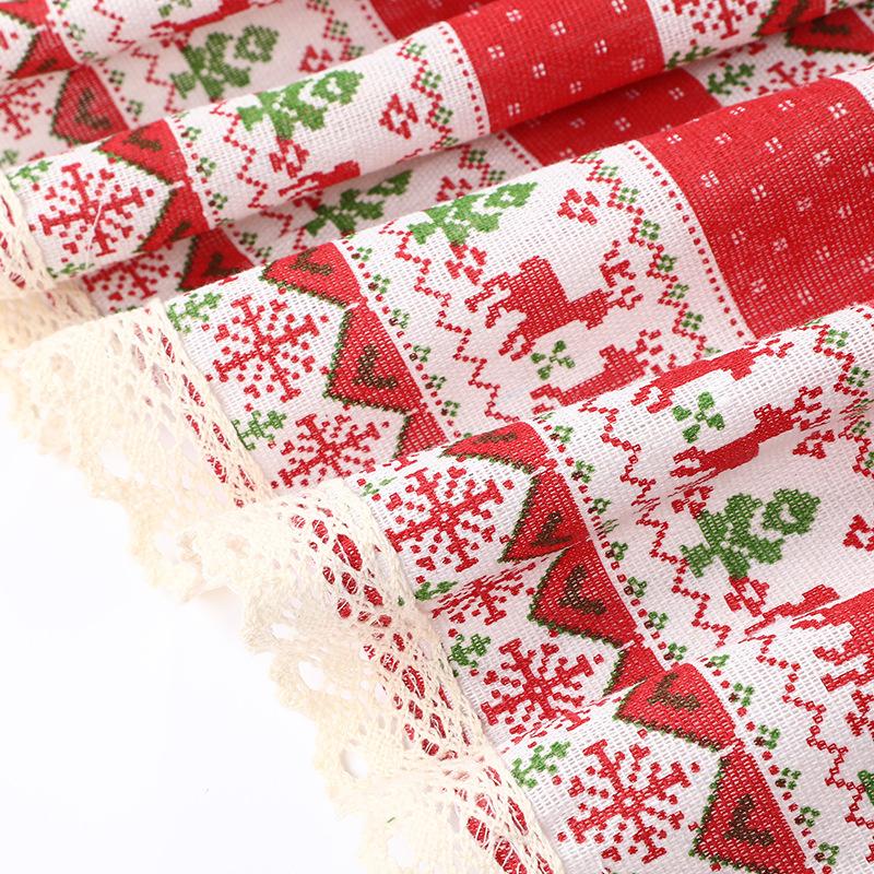 Christmas Elk Short Curtain Finished Kitchen Curtain Short Curtain Linen Through Rod Curtain Window Mantle Curtain
