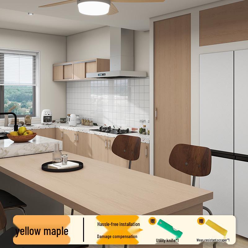 Wood Veneer Self-Adhesive Wallpaper: Thick, Soft, Imitation Wood Grain for Doors, Tables, and Furniture Renovation.