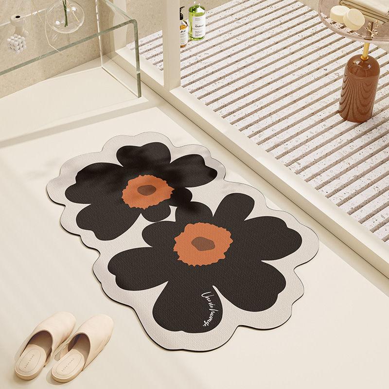 Bathroom absorbent floor mat, toilet diatom mud absorbent mat ins wind resistant dirt non-slip waterproof toilet entry floor mat
