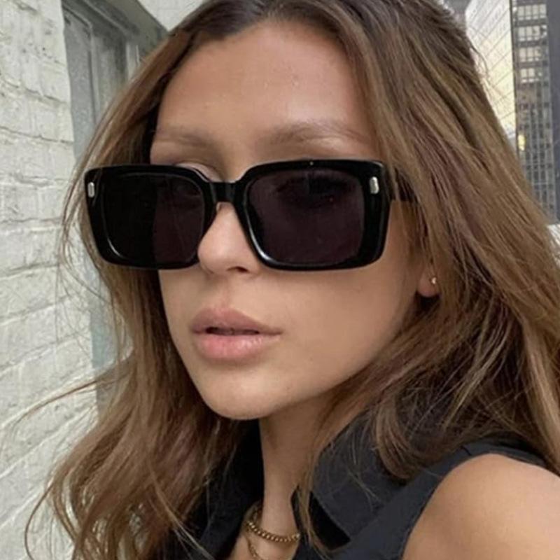 Vintage Čtvercové Sluneční brýle Dámské Pánské Značkové Designové Sluneční brýle Zrcadlové Vintage Sluneční brýle Dámské Módní Nýtované Oranžové Sklo Y2