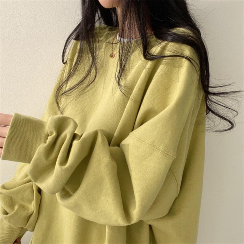 Women's Casual Two-in-One Sweatshirt, Loose Korean Style Solid Color Fleece Top, All-Match Spring Autumn Outerwear