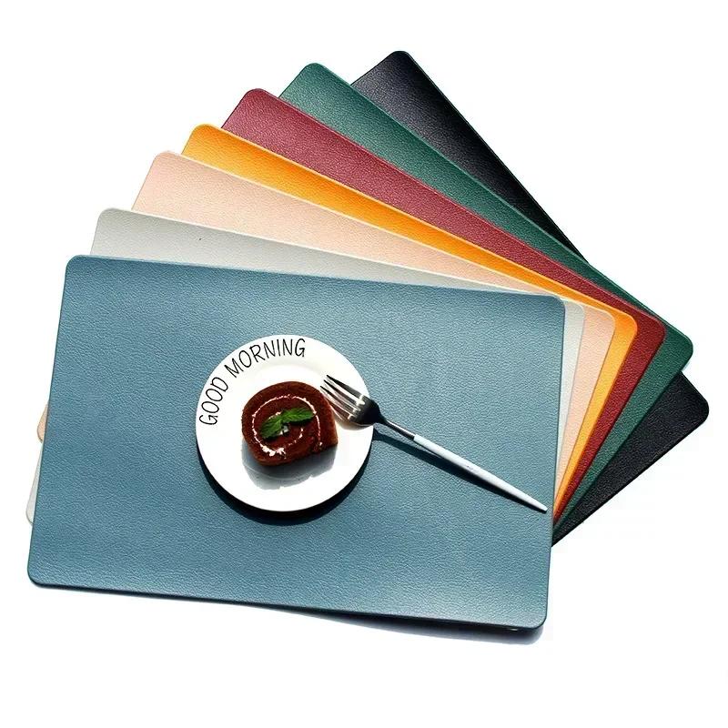 Nordic Style Home Decor Household Leather Placemat Hotel Restaurant Western Place Mat Rectangular Waterproof Oil-proof Placemat