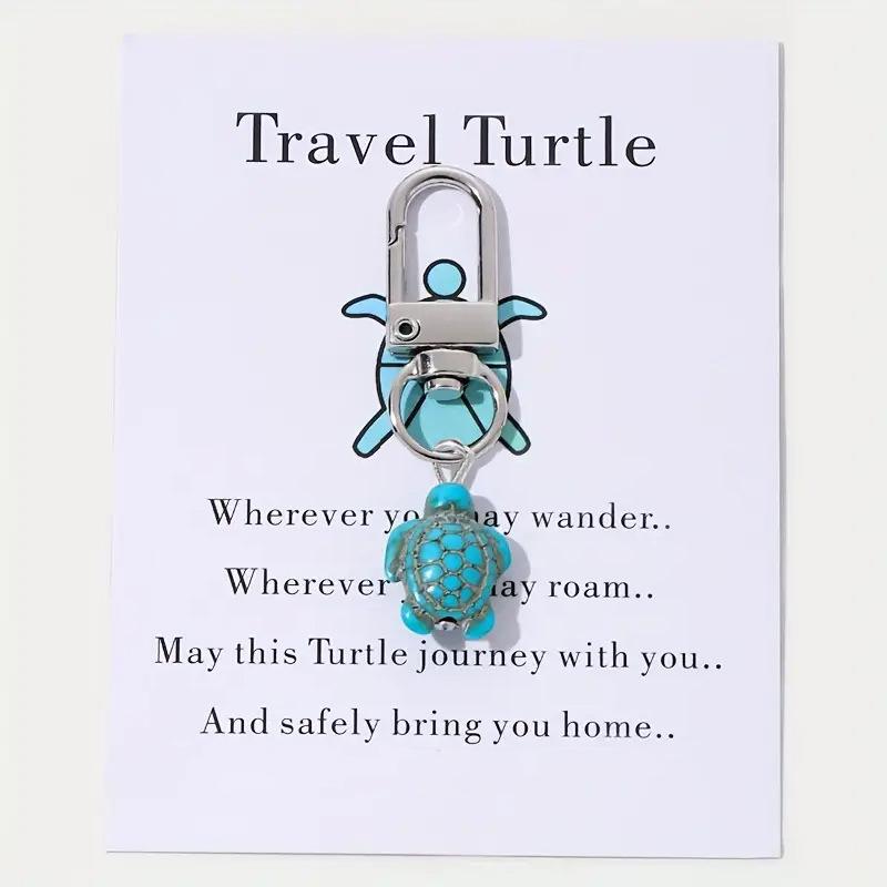 Creative Diy Travel Turtle Keychain Birthstone Turquoise Jewelry Pendant Couple Family Keychain Pendant