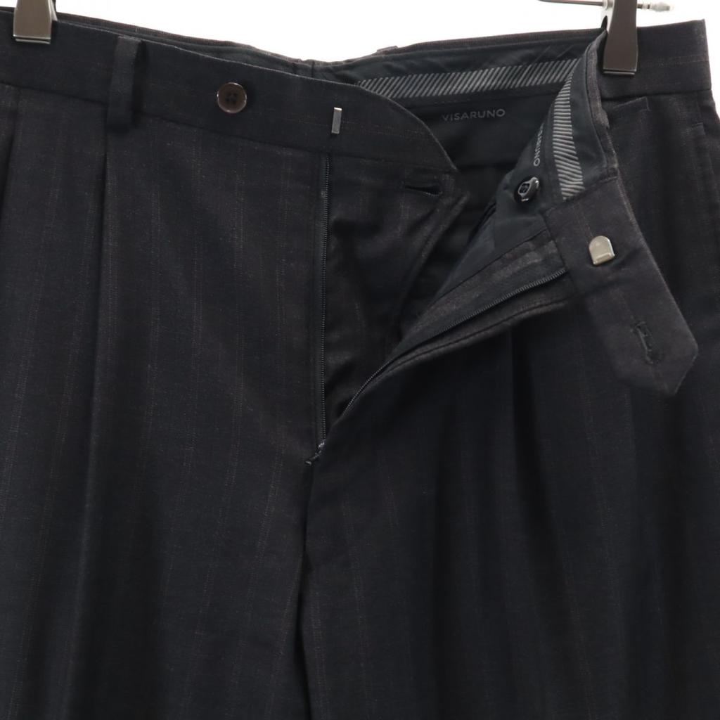 VISARUNO Made In Japan Wool Striped Pattern Suit Setup Upper 4M/lower 82 Men's Used