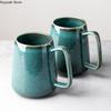 Retro Green Large Ceramic Cup Home Mug Big Belly Mug Office 750ml Large Capacity Water Cup Living Room Kitchen Bar Supplies