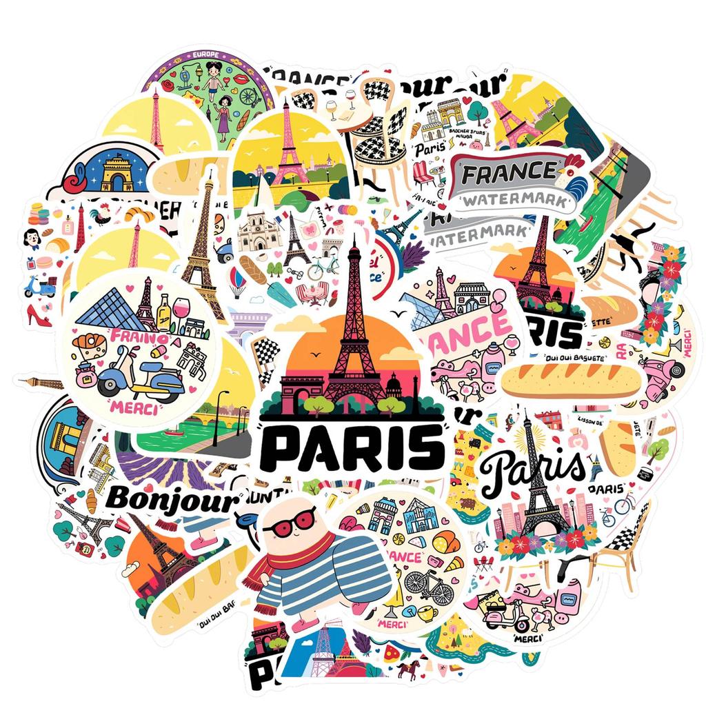 35pcs-50pcs Cute France Stickers Vintage  Stationery Stickers Teacher Reward Stickers For Guitar Laptop Helmet DIY
