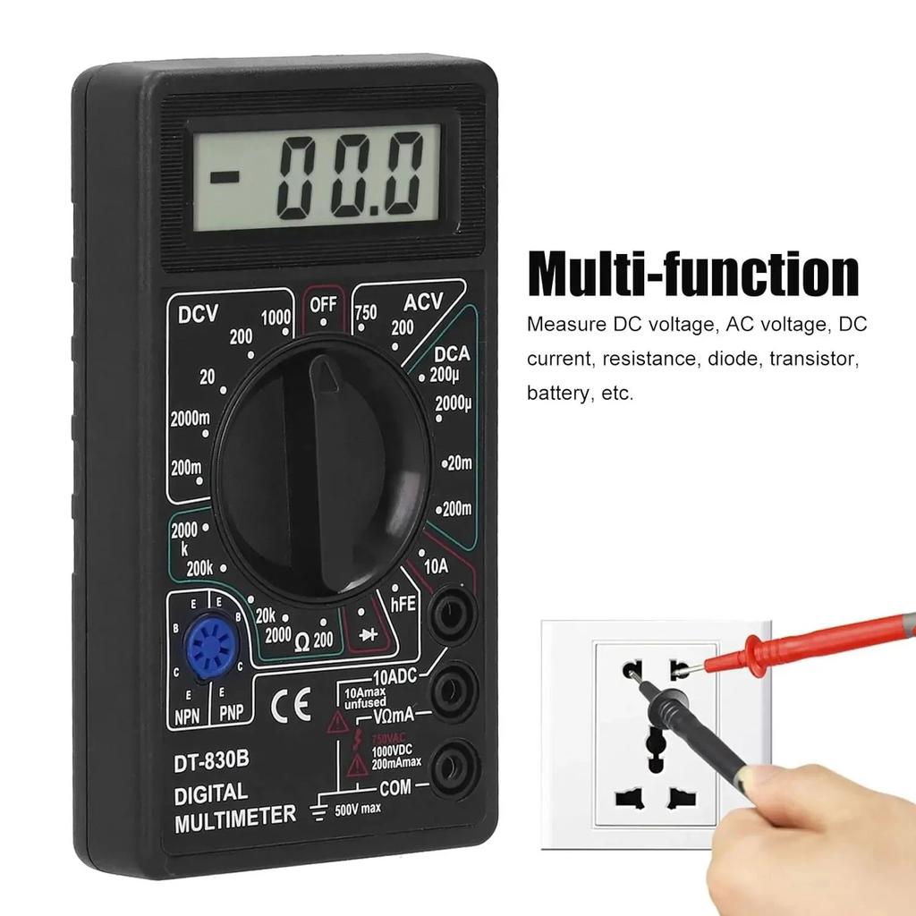 DT-830B Digital Multimeter Digital Voltmeter Ammeter Handheld Multimeter Black