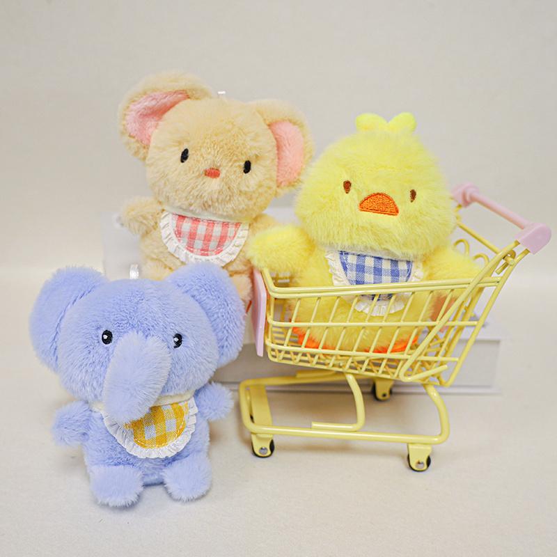 Cartoon Chicken Elephant Rabbit Cat Bear Mouse Plush Pendant Soft Animal Stuffed Toys Doll Lovely Key Chain Backpack Decor Gift