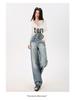 Spring 2026 Women's High-Waisted Retro Wide-Leg Jeans - Slimming, Floor-Length Design