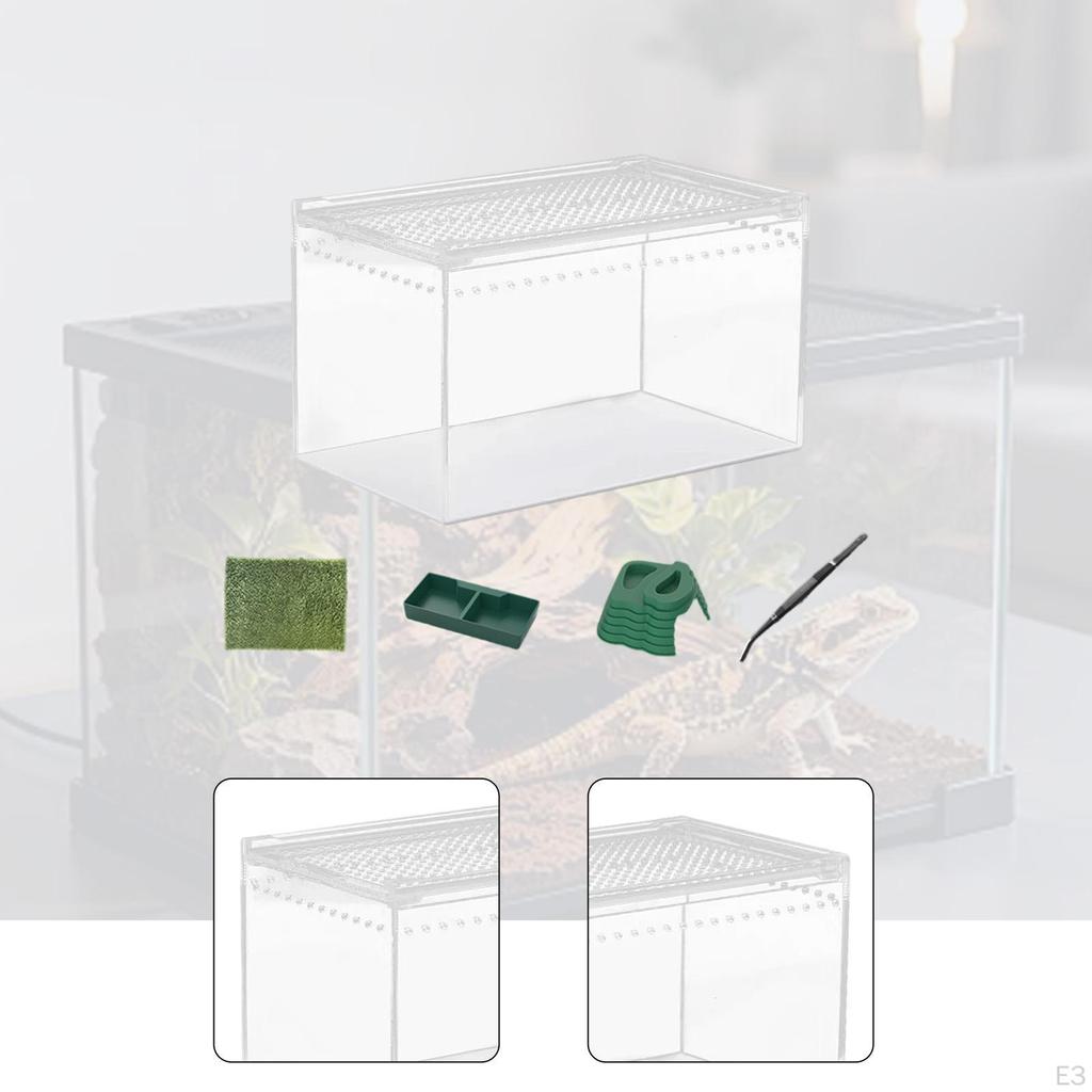 Reptile Breeding Box Animal Habitat Cage Breathable Portable Clear Terrarium Enclosure