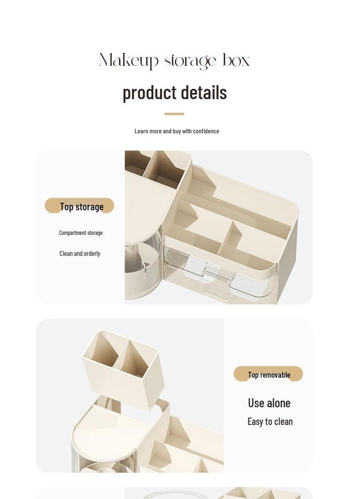 High-Capacity Dustproof Skincare & Cosmetics Organizer with Desktop Drawers