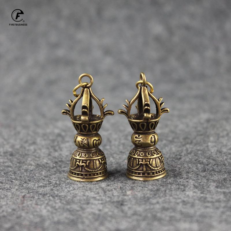 Copper Brass Buddhist Vajra Bell Key Handmade Home Decor Ornaments Crafts Copper Miniatures Bell Figurines Desktop Decoration