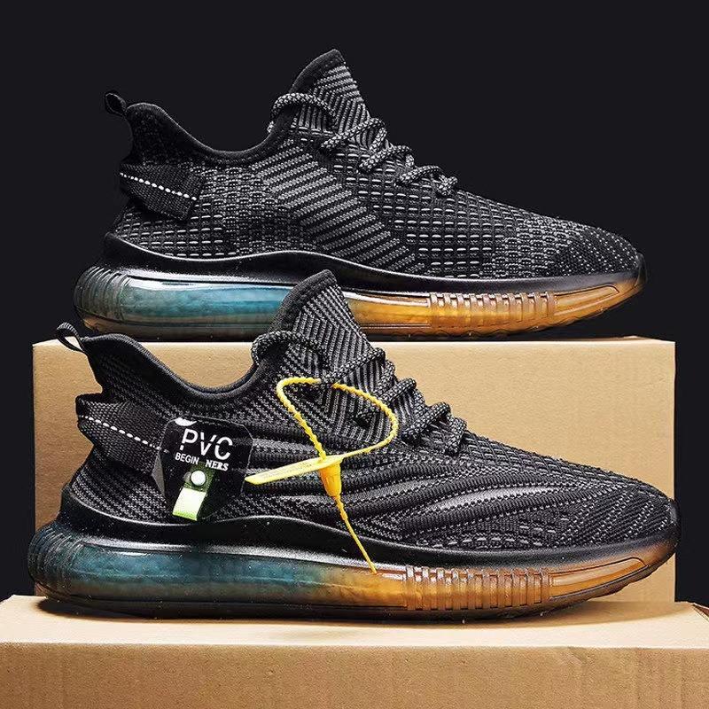 Transparent jelly sole casual shoes spring new fly-woven breathable running shoes fashionable men's sports shoes men's shoes