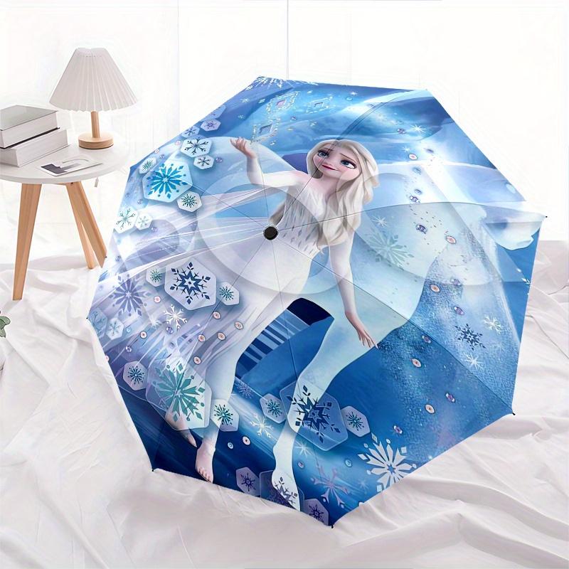 Elsa,Frozen Automatic Umbrella Tri fold Portable Umbrella, Best Holiday Gift for Men and Women, Durable Iron Frame, Playful Design, Sturdy
