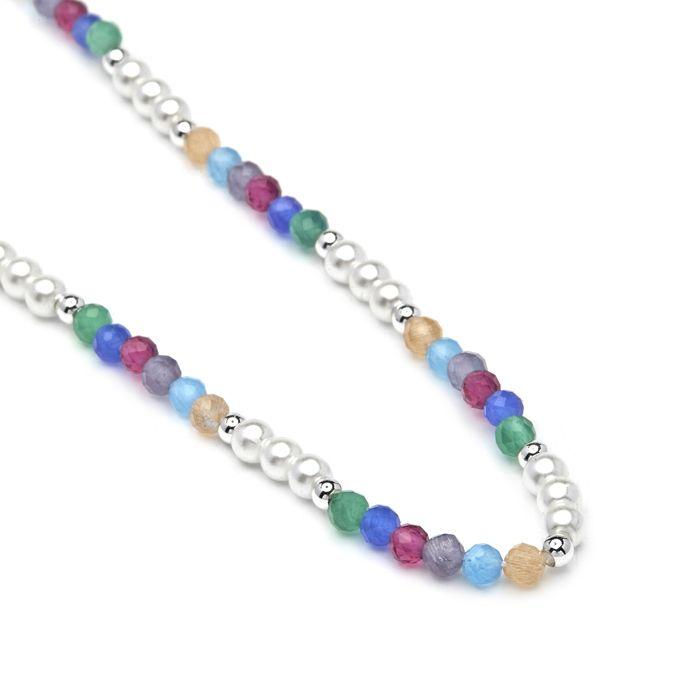 Collier - LUXENTER - Sury - Cristal multicolore - Finition rhodiée - Longueur 42 cm