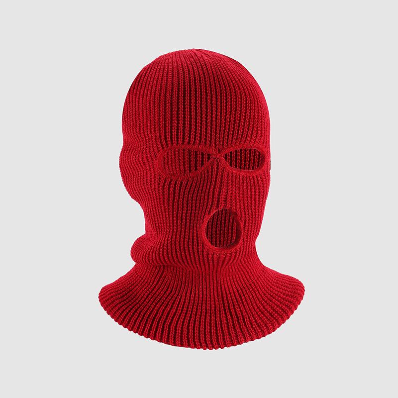 

Зимова тепла в язана балаклава: Вітрозахисна маска для обличчя з трьома отворами One Size