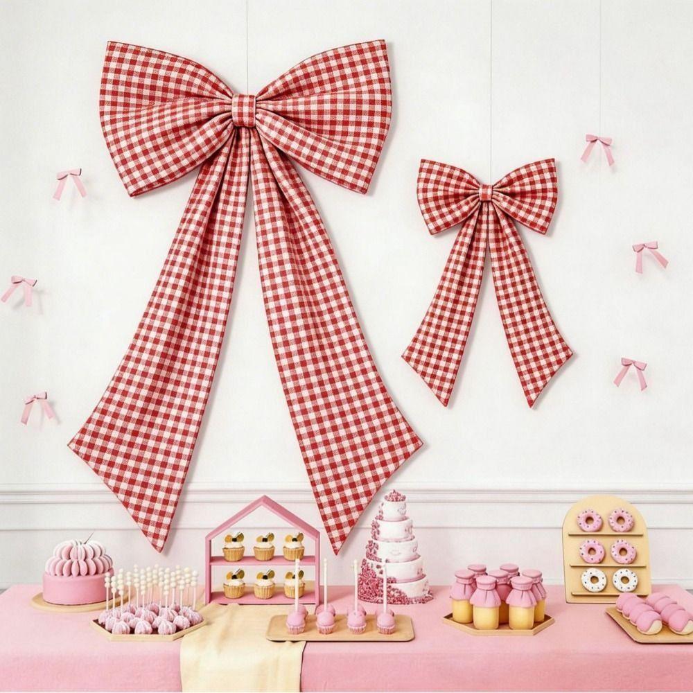 Multi-Purpose Fabric Bow Wall Decor Plaid Bow Large Fabric Bow Wedding Photo Booth