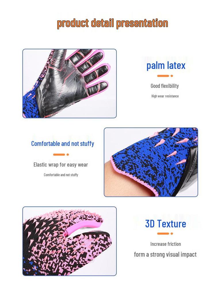 Professionelle Anti-Rutsch-Latex-Fußballtorwarthandschuhe für Erwachsene und Kinder mit Fingerschutz, Stoßdämpfung und verschleißfestem Trainingsdesign.