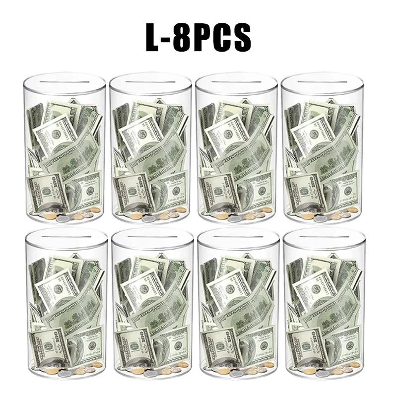 Modern Acrylic Money Jar Piggy Bank Child-Safe Unopenable Design Transparent Coin Savings Container Home Decor Desk Organizer
