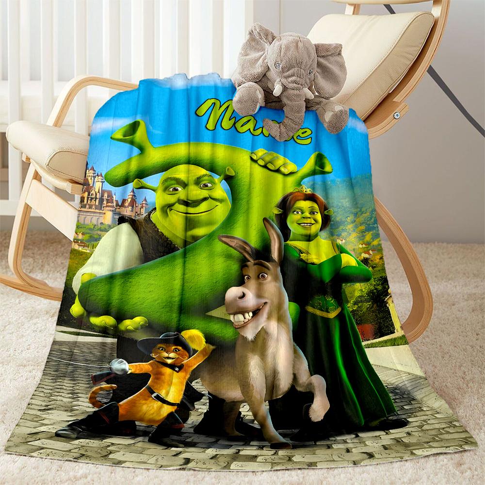 Coperta Avventura degli Amici di Shrek Comfort Durevole Adatta per Picnic Sedia da Ufficio Biancheria da Letto Universale per Quattro Stagioni Moderna
