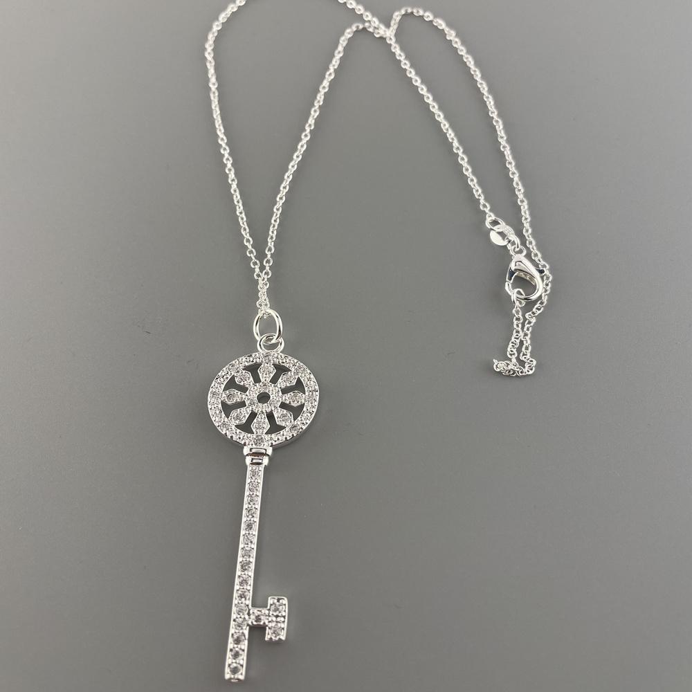 Fashionable Simple  Sterling  Necklace Cute Key Pendant Necklace For Women Jewelry Gift 46CM