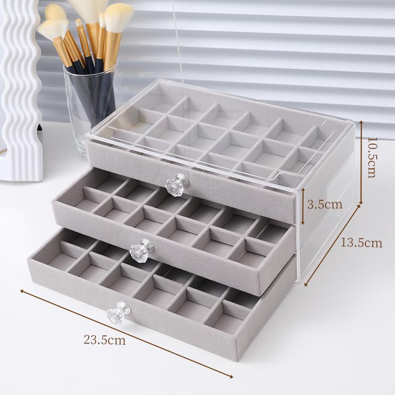 Velvet Jewelry Box with Anti-Oxidation, Transparent Acrylic Storage for Earrings, Necklaces, and Rings