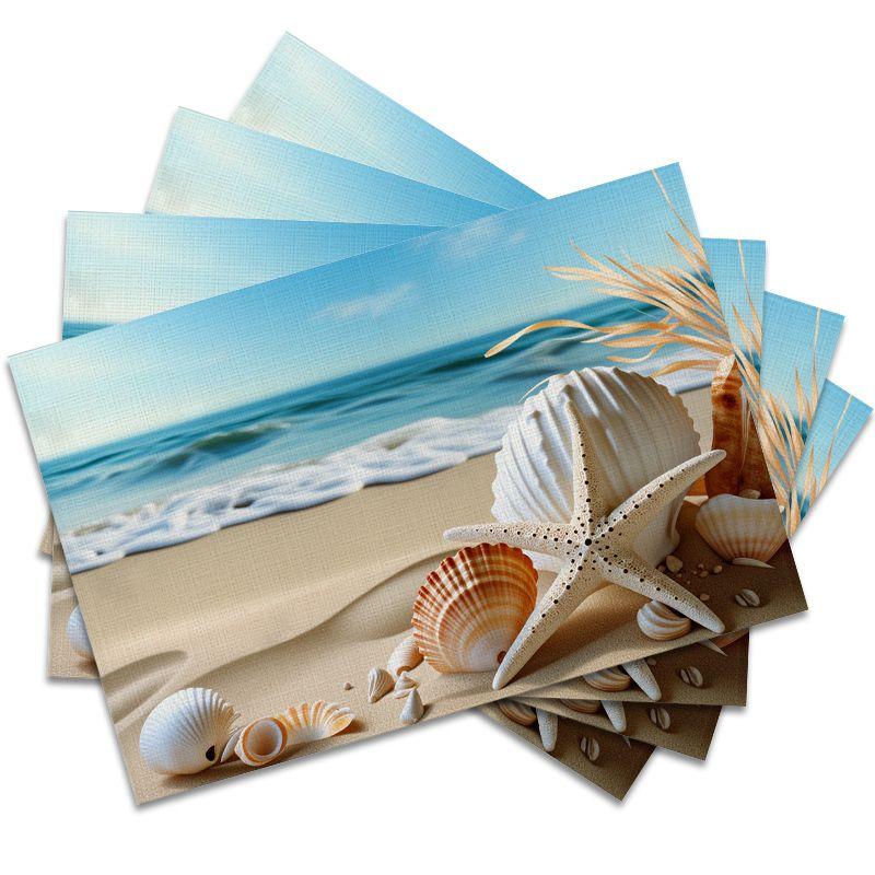 4Pcs, Beach Shell Placemats, the Best Placemats, Washable, Suitable for Holiday Parties, Home Decor 4PCS