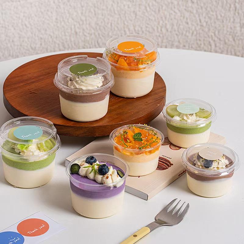 10/50Pcs Dessert Cup With Lid Transparent Ice Cream Cups For Pudding Yogurt Cups Mousse Cake Box Baking Packaging Container