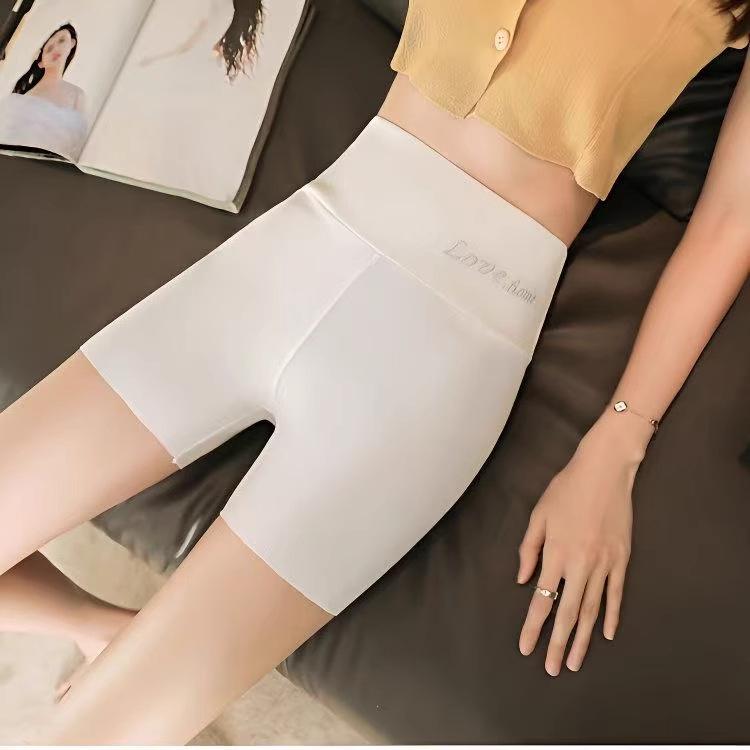 

Women s Embroidered Ice Silk Safety Shorts: Mid-waist, Slimming, Thin Base Layer, Plus Size for Summer Wear. One Size (Recommended for 80-150 Jin)