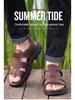 Men's Plus Size Cowhide Sandals: Breathable, Non-Slip, Waterproof Velcro Beach Shoes for Middle-Aged and Elderly.