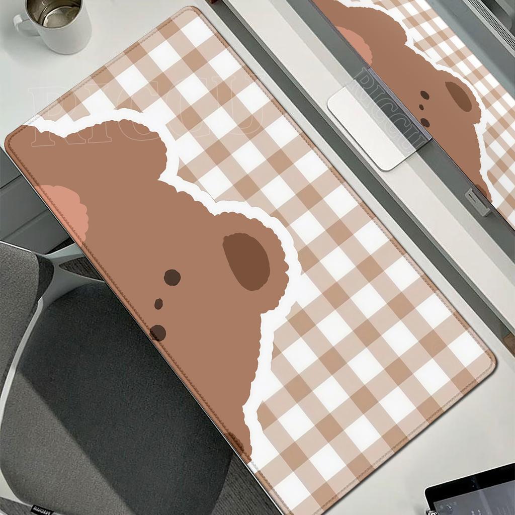 Cute Brown Bear Mouse Pad Rubber Non-Slip Computer Keyboard Anime Bears Desk Mat Office PC Cabinet XXL Tablepad E-Sports Carpet