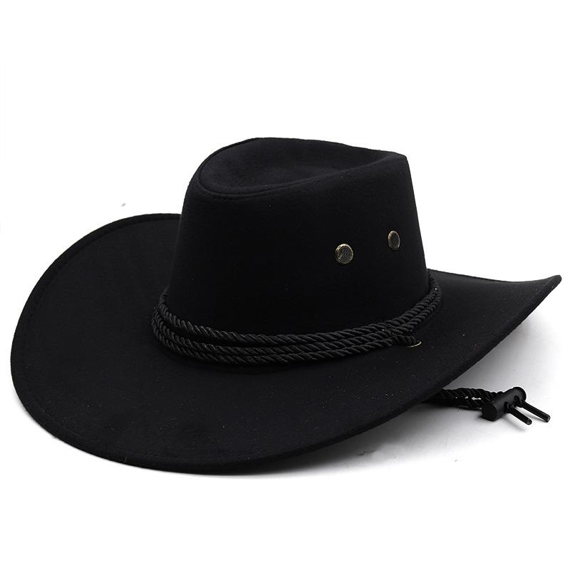 Western Cowboy Hat Big Eaves Suede Outdoor Vintage Top Hat British Jazz Hot Sale