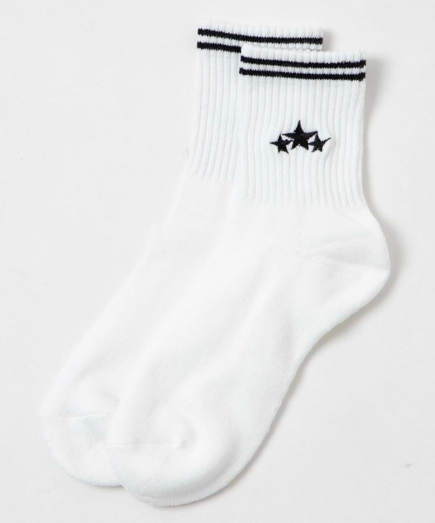 WEGO Pile Star Line Socks School Sizes White Women's (14cm Length), Gift, Socks, 23-25cm,