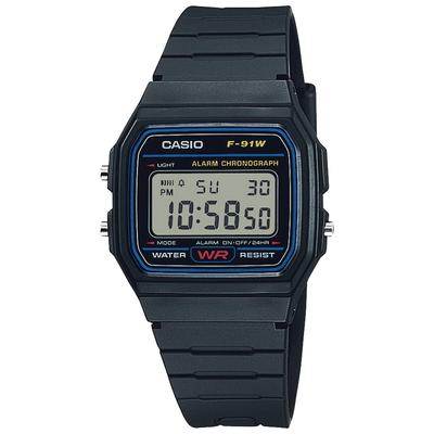 Montre de collection pour homme F-91W-1JH noire style sport rétro numérique
