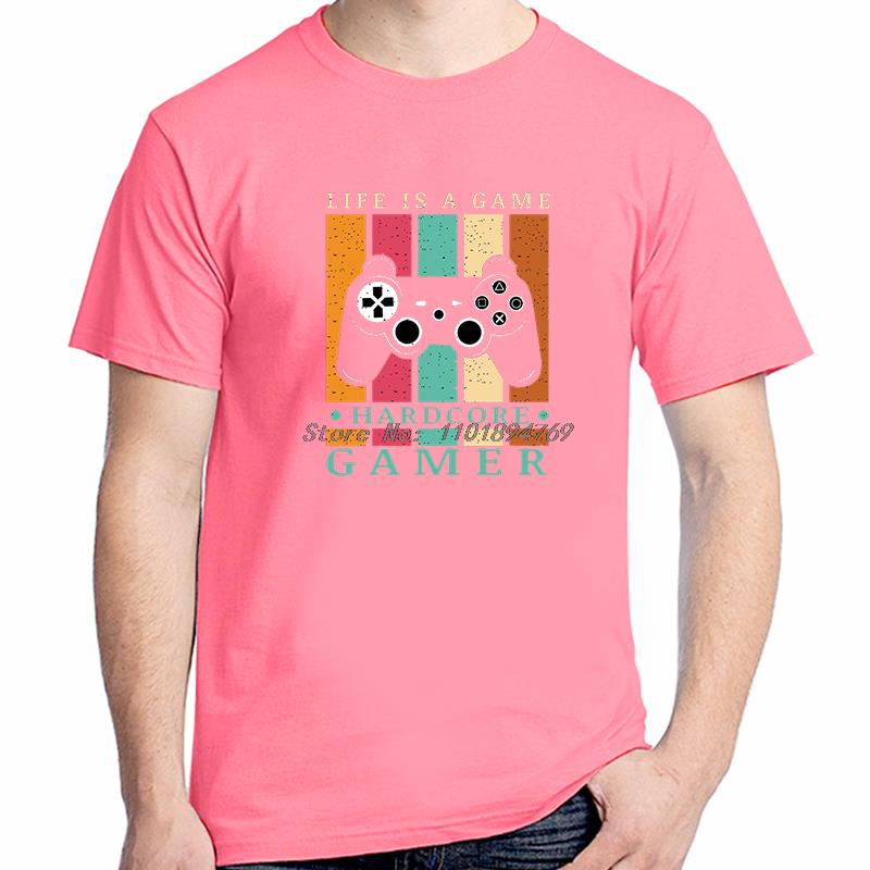 Life Is A Game Hardcore Gamer Fashion Classic Graphic T Shirts Cotton Short Sleeve Tshirt Summer Streetwear Unisexs Clothes