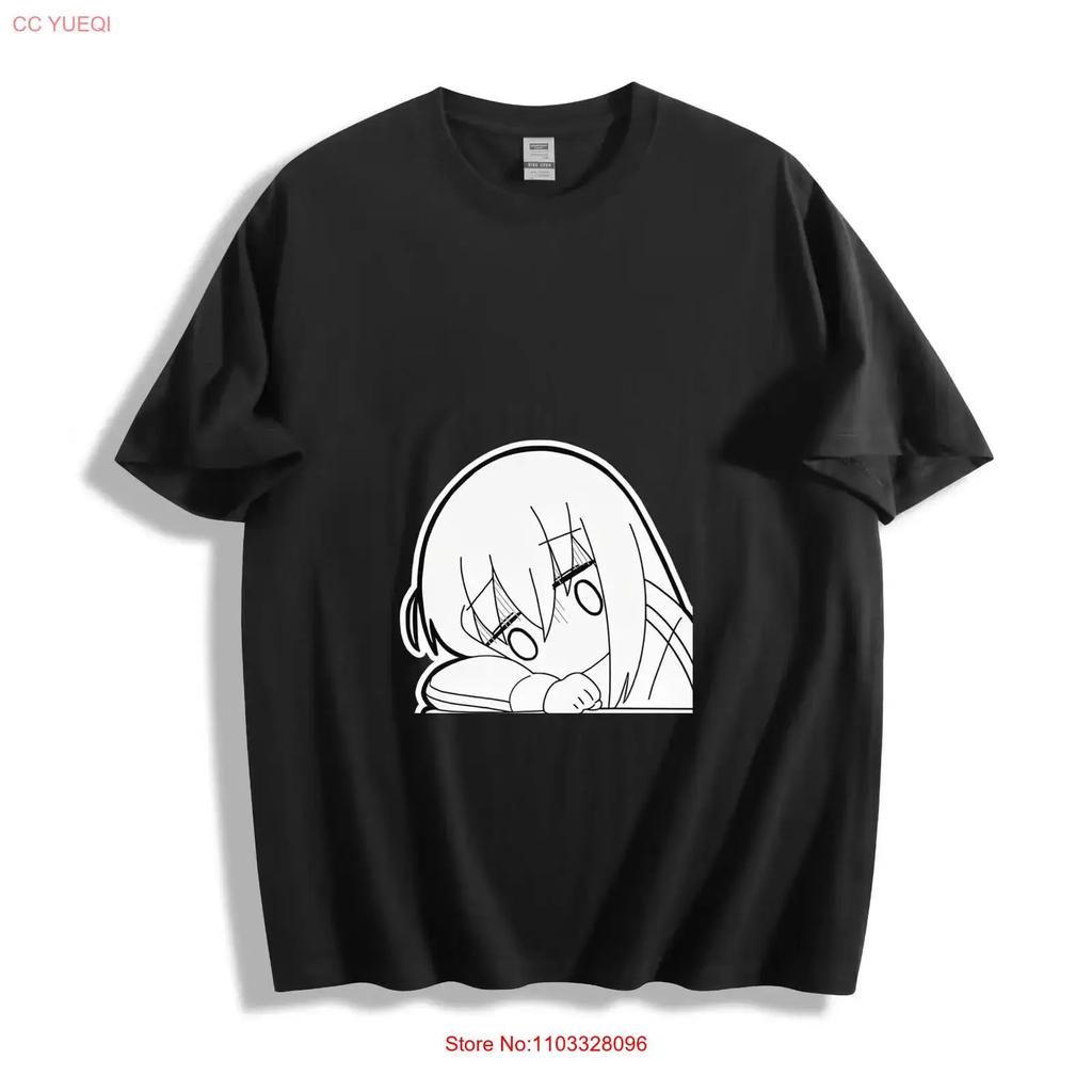 Bocchi the Rock Protagonist Line Art T Shirt Cute Anime vintage Washed Slightly fashion Casual graphic homme Stylish Soft