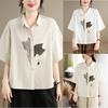 DIMANAF 2026 Women Plus Size New Summer Blouse Shirt Short Sleeve Cotton Print Casual Loose Lady Tops Shirts