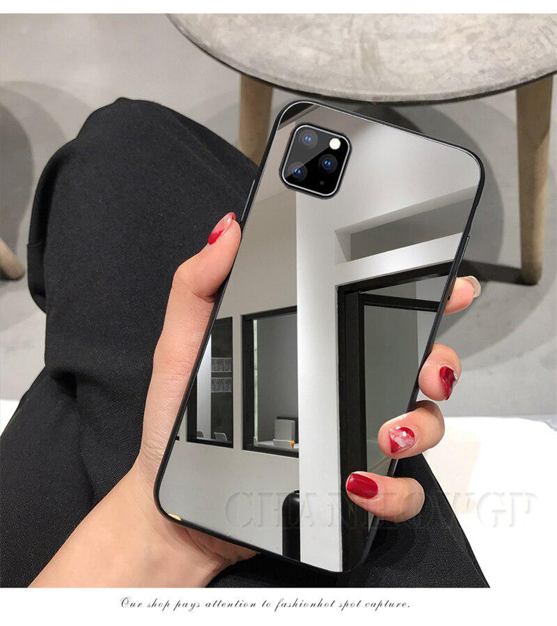 Custodia a Specchio in Silicone di Lusso Per iPhone Samsung Galaxy Huawei Honor Xiaomi Redmi Protezione Paraurti
