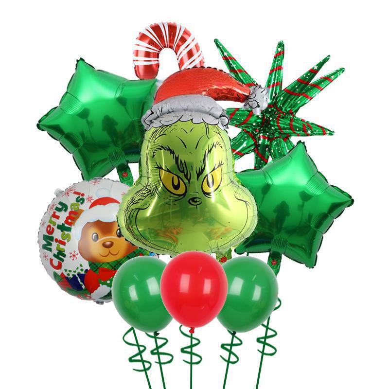 

Рождественский красно-зеленый набор латексных шаров из алюминиевой пленки «Взрывающаяся звезда», Пряничный человечек, Милый пингвин, Снеговик, Вечеринка Set 8