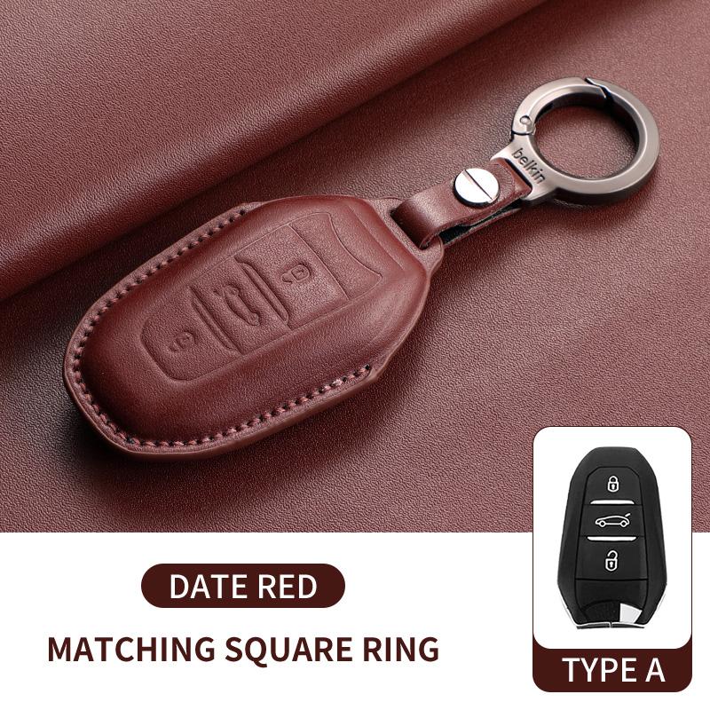 

Leather Car Smart Remote Key Case Cover Shell For Citroen C3 C4 C7 CACTUS C5 DS4 DS5 Anti-Scratch Keychain Protector Accessories