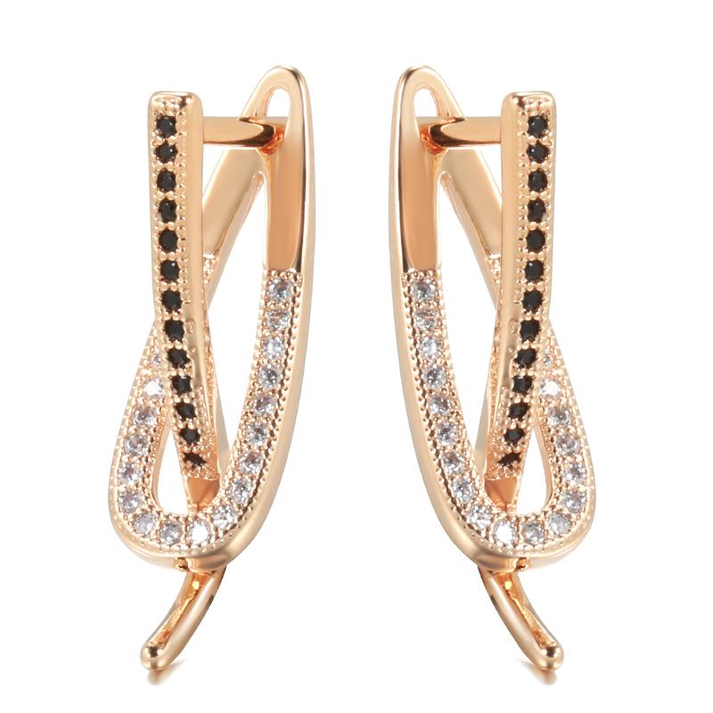 

Серьги Kinel с белым черным цирконом в английском стиле цвета розового золота розового золота