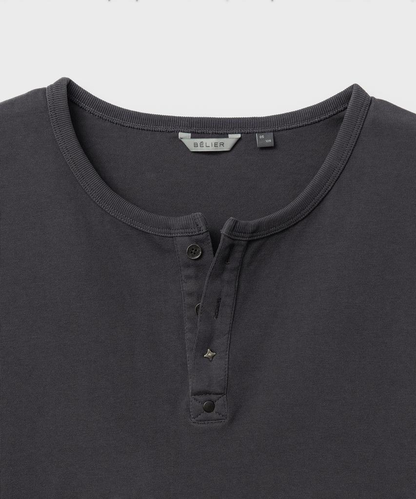 Bellie Variant Henley Neck T-Shirt - Washed Charcoal