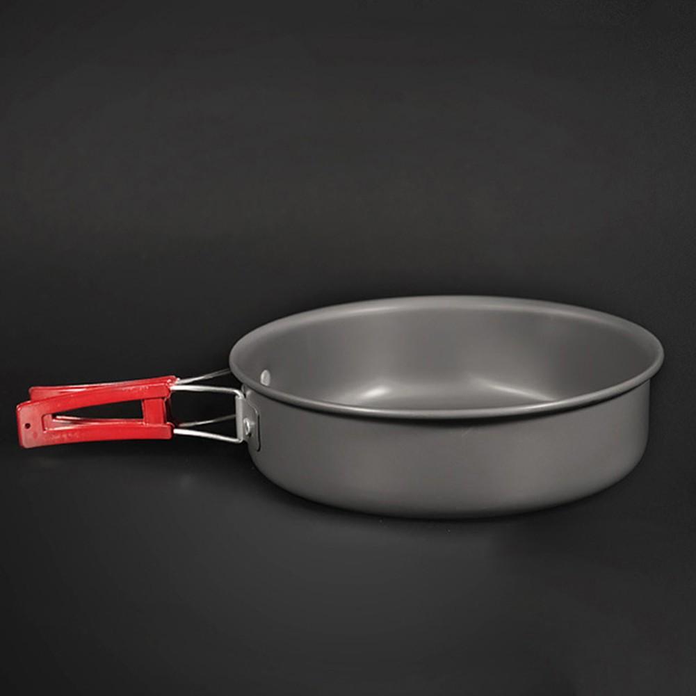Convenient Folding Handle Frying Pan with NonStick Coating for Camping Red handle