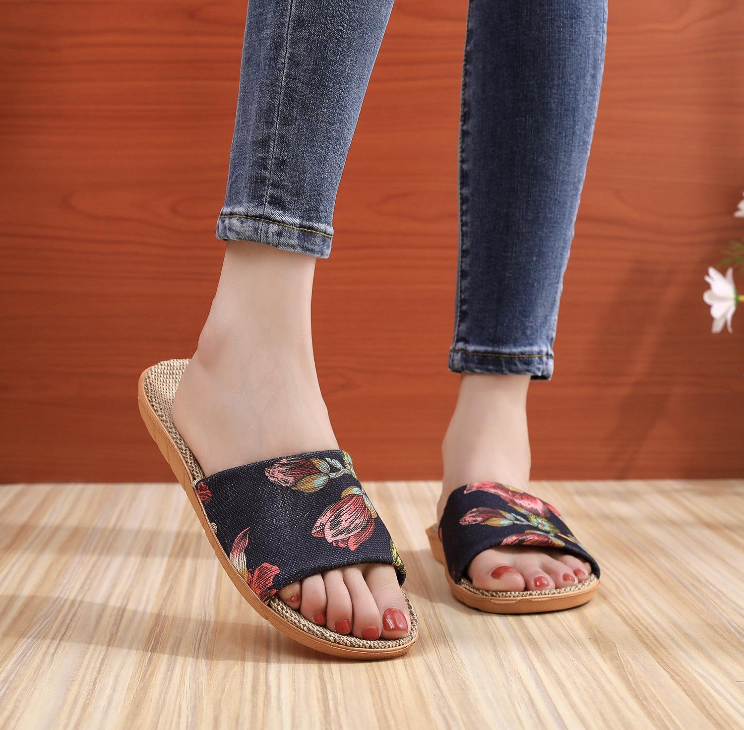 

Spring/Summer 2025 National Style Unisex Cotton Linen Sandals - Thick Sole, Soft, Breathable Indoor Wear 28 Male (Fit 42-43)