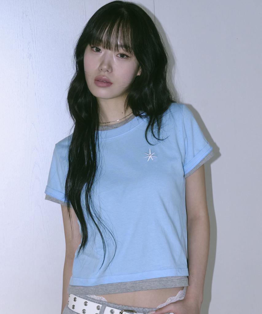 Eontaiteulseoul Untitled Layered Crop Short Sleeve Blue