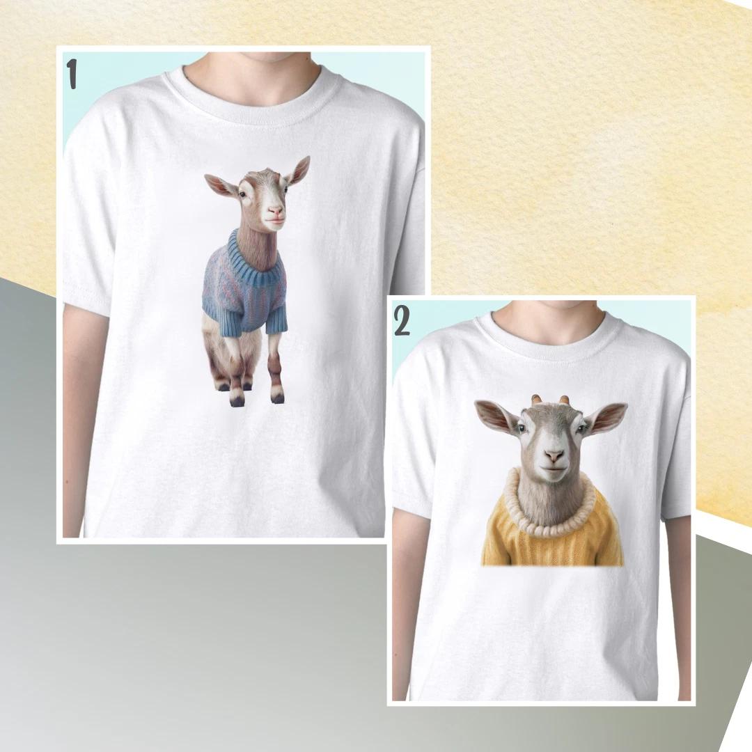 

Goat kids boys T-Shirt tee fantasy top funny animal gift s s kids baby size 110